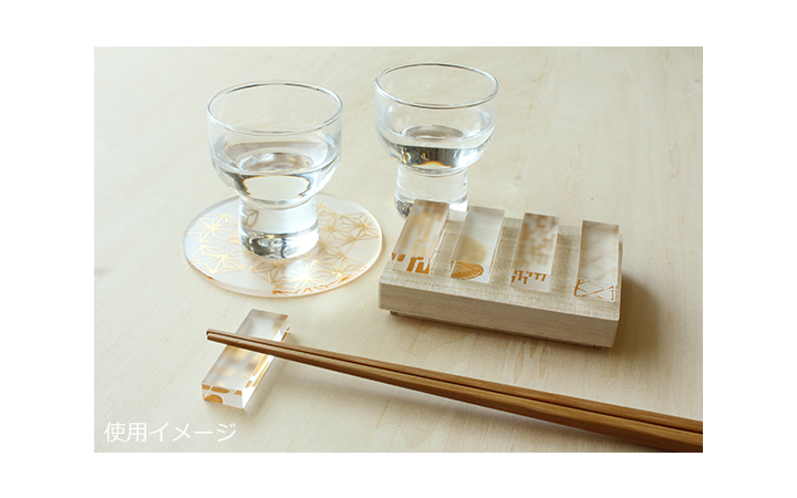 toumei箔hashioki5個セット木箱入り箸置き